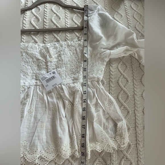 New! American Eagle Stretch Eyelet Babydoll White Blouse women’s size medium - Picture 11 of 16